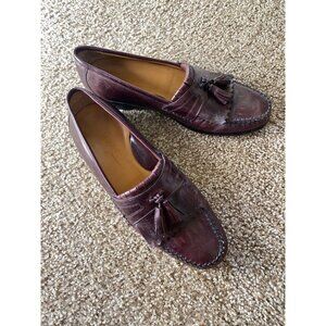 J. Murphy Johnston & Murphy Men's Size 11 Burgundy Brown Tassel Loafer Shoe GUC
